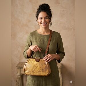 Patricia Nash Gracchi Frame Satchel Italian Sketchbook Leather Purse - NWOT